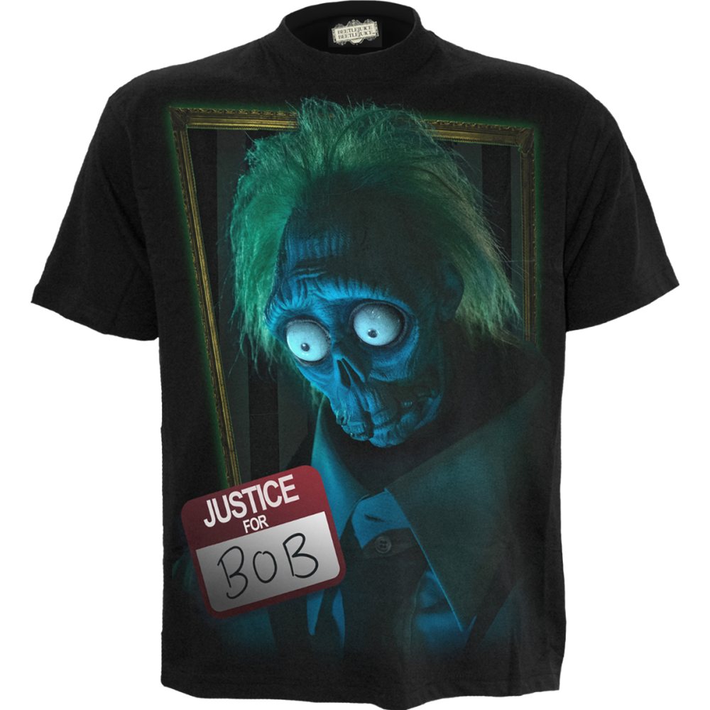 Spiral Beetlejuice - Justice for Bob Mens T-shirt - Black
